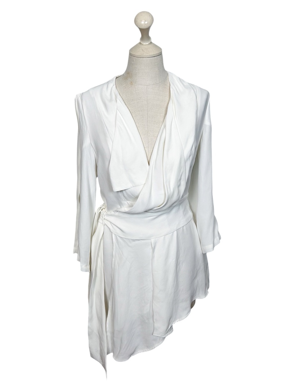 Acler White Wrap Asymmetrical Mini Dress